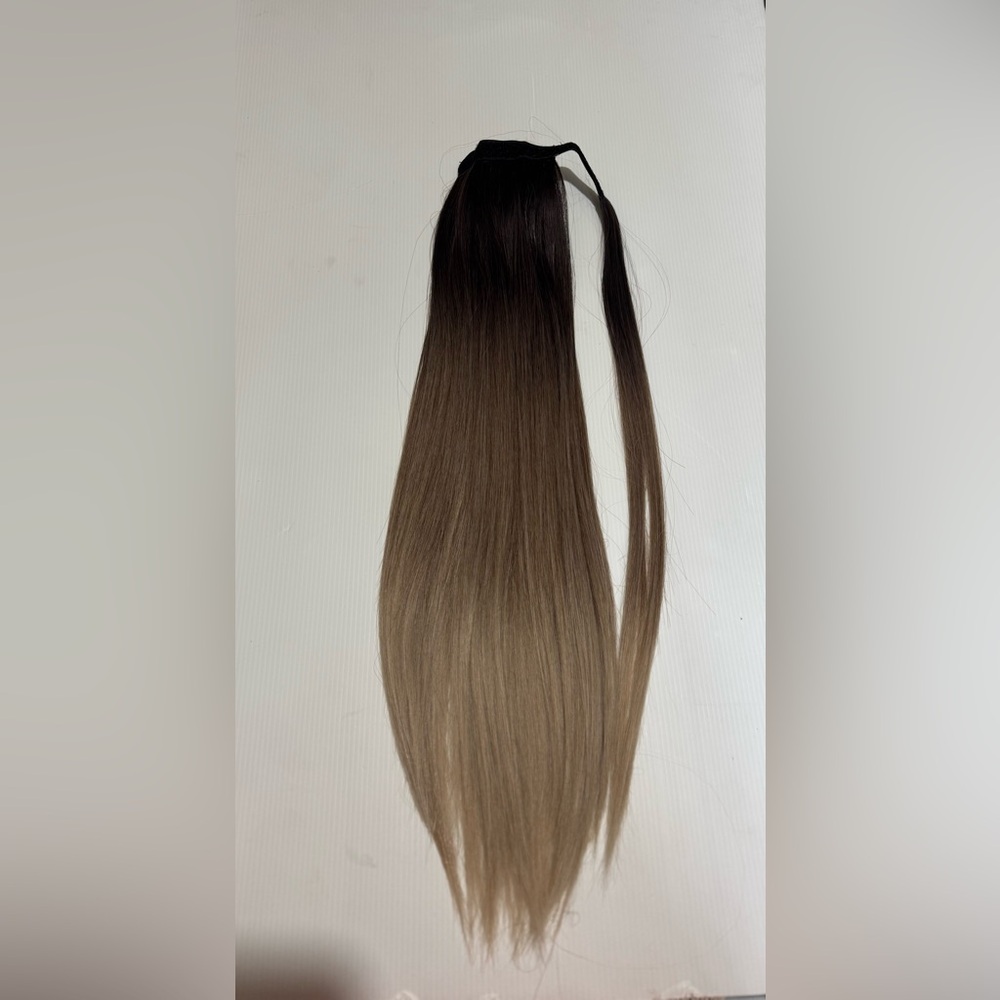 Balayage Wrap-Around Ponytail – Ombre Brown to Ash Blonde 32 “Extension - Picture 10 of 15